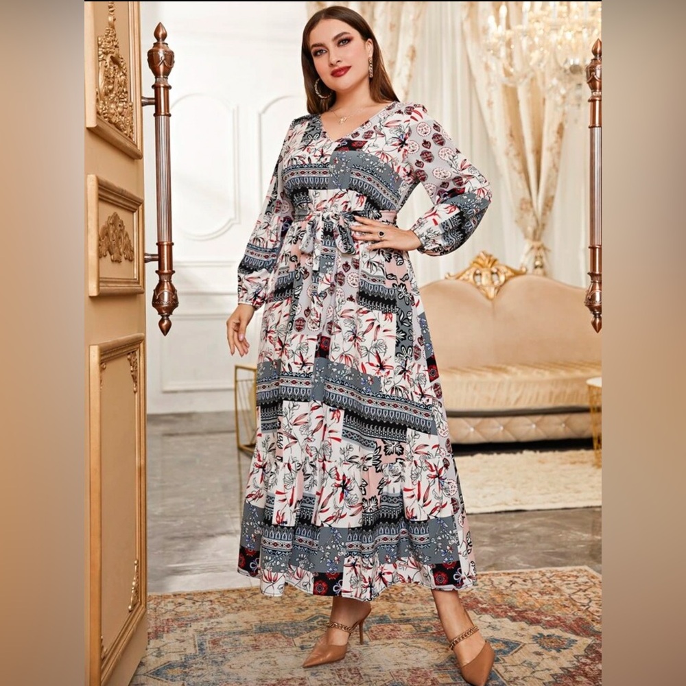 Long Sleeve Sundress with V-neck